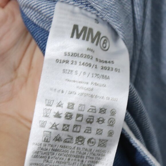 NWT MM6 Maison Margiela Blue Denim Shirt Contrast Oversized Size Small - Picture 7 of 14